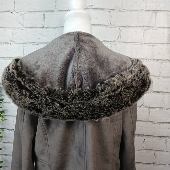 WOMEN'S NAUTICA BRAND COAT, THIGH LENGTH, FAUX FUR LINED HOOD, SIZE LARGE, Y2K - Picture 10 of 12